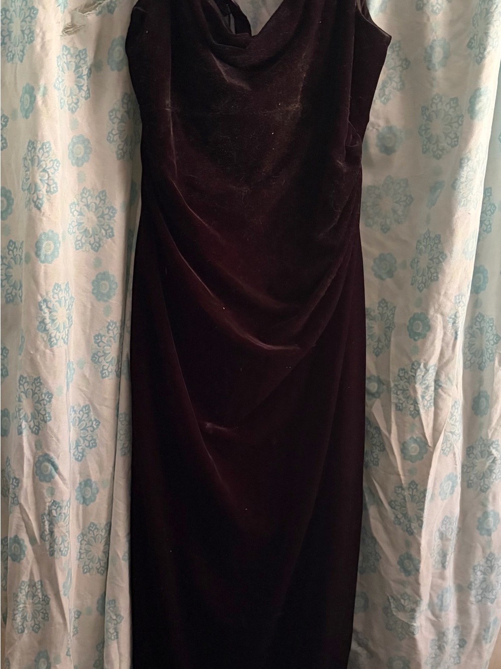 Alex Evenings Velvet Cowl Neck Maxi Dress — Deep Wine size 8